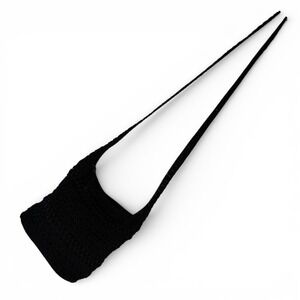 The Sak Black Crochet Crossbody Bag Woven Zip Top Boho Shoulder Purse